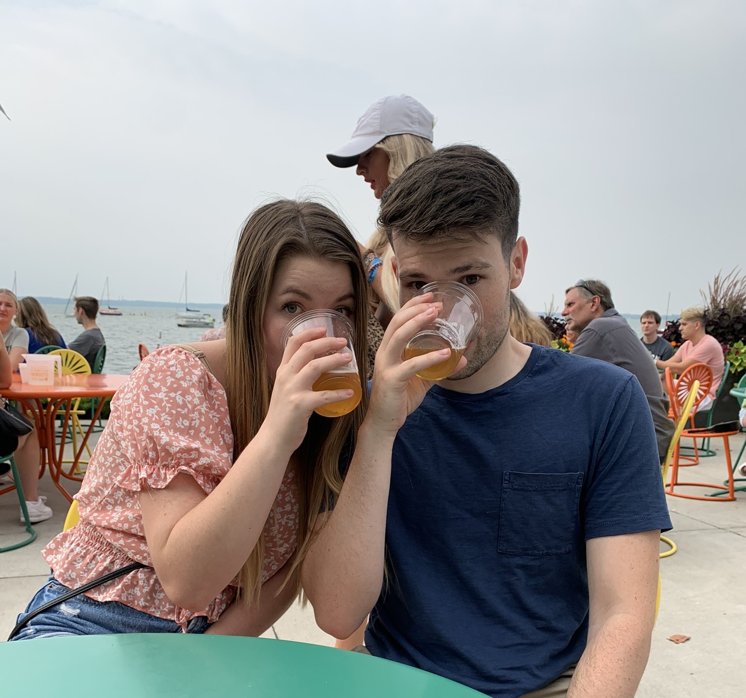 Ashlyn and Taylor at the Memorial Union Terrace in Madison, Wisconsin